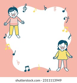 Square Web Banner Illustration of Kids Singing a Song