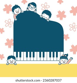 Square Web Banner Illustration of Piano Lessons for Children