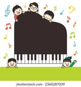 Square Web Banner Illustration of Piano Lessons for Children