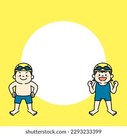 Square Web Banner Illustration of Swimming School
