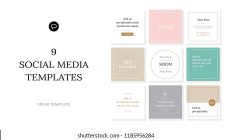 Square web banners for social media. Post layout templates.