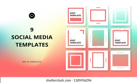 Square web banners for social media. Post layout templates.