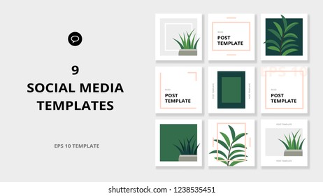 Square web banners for social media. Post layout templates.