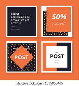 Square web banners for social media. Post layout templates.