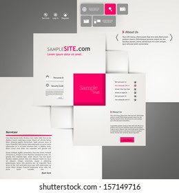 Square website template design / Grey and purple color