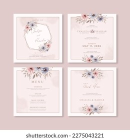 Square wedding invitation collection template