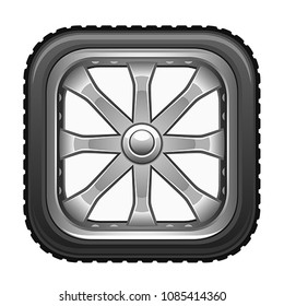 Square wheel on a white background