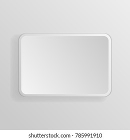 Square white 3d button. Vector illustration