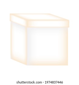 square white box with lid with yellow edges isolated on white background