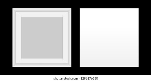 Square white Box open, Top view of white Box isolated on black background, Square Box White Packaging Template blank, Empty Box Template for design product and packaging paper kraft card board