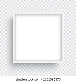 Square white frame isolated on transparent background.