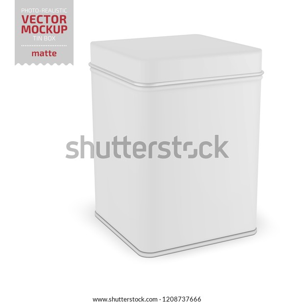 Download Square White Matte Tin Can Container Stock Vector Royalty Free 1208737666