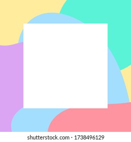 square white on pastel soft multicolour for banner background, blob free shape multicolored for brochure, colorful blob shape for banner, multicolored blob shape for poster, blob free shape colorful