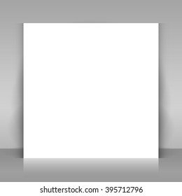 Square White Paper Card On Gray Background. Vector Template.