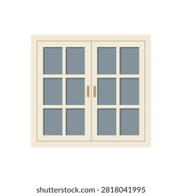 Square White Window with Six Glass Panes Cartoon Illustration