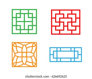 Square window frame in Chinese style, vector