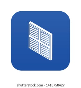 Square window frame icon blue vector isolated on white background