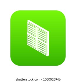 Square window frame icon green vector isolated on white background