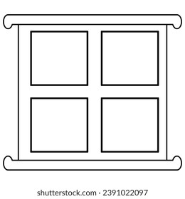 Esquema cuadrado de la ventana para la casa aislada en fondo blanco. Vector clipart.