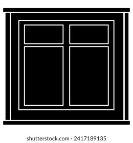 Square window silhouette for house isolated on white background. Vector clipart.