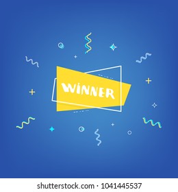 Square winner screen with frame. Handwritten doodle lettering. Element for graphic design - banner, ad, poster, flyer, tag, coupon, card. Vector illustration.