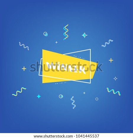 Square winner screen with frame. Handwritten doodle lettering. Element for graphic design - banner, ad, poster, flyer, tag, coupon, card. Vector illustration.