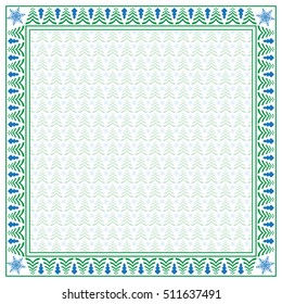 Square winter border and seamless pattern. Swatch is given in vector file.