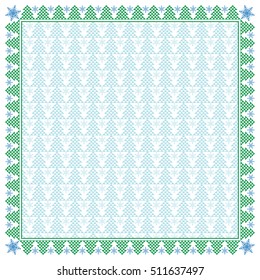 Square winter border and seamless pattern. Swatch is given in vector file.