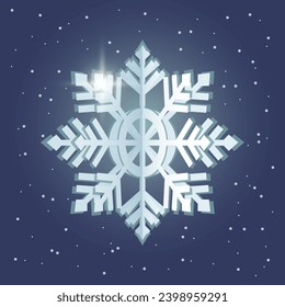 Tarjeta de invierno cuadrada con copo de nieve en papel cortado.