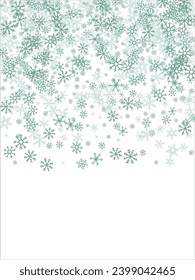 Square winter snow frame with blue snowflakes on a white background. Festive Christmas banner, New Year card. Symbols of frosty winter. Vector illustration.