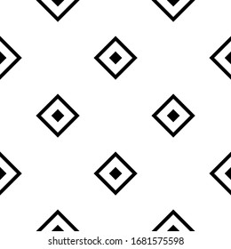 Square within a square. Black seamless pattern on a white background.