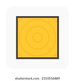 Square wood, girder or lumber vector icon. May called heartwood, pith. Natural material by cutting, processing in sawmill industry for frame, beam, column or structure in construction and woodworking.