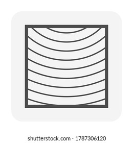 Square wood with grain of end side vector icon. May called girder, lumber. Natural material by cut, process in sawmill industry for frame, beam, column or structure in house construction or woodwork.

