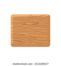 Placa cuadrada de madera, comprimido rústico sobre un fondo blanco aislado. Ilustración de dibujos animados.