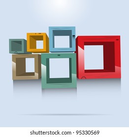 Square wooden shelves vector format