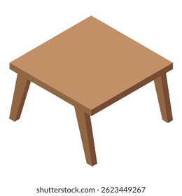 Square wooden table standing on four legs isometric icon