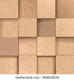 Square Wooden Tiles, Seamless Vector Pattern. Wood Texture Realistic Background, For Carpentry, Or Woodwork Design Decoration. Khaki, And Brown Wood Wall Panel, Natural Tiled Backdrop With Copy Space.