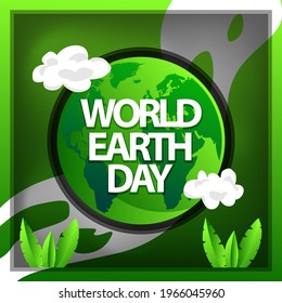Square world earth day paper cut design