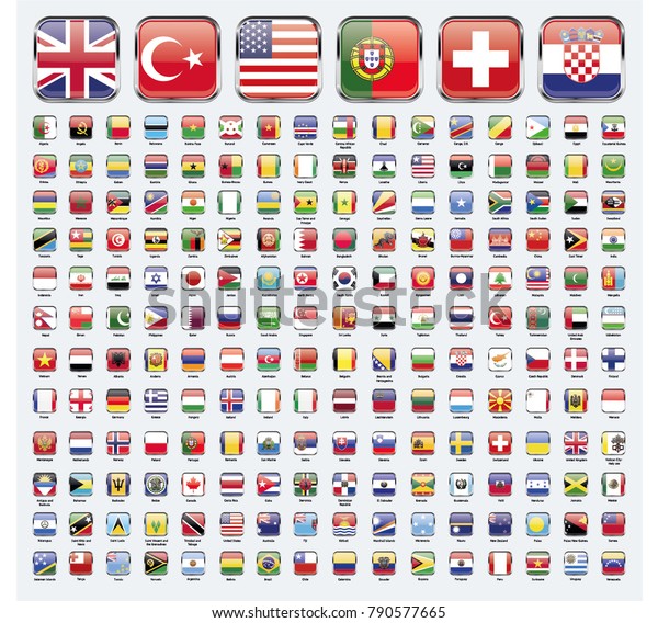 Square World Flags Vector Set Stock Vector (Royalty Free) 790577665 ...