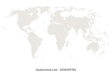 Mapa del mundo cuadrado sobre fondo blanco