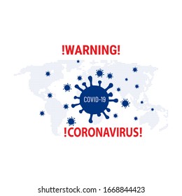 Dibujo vectorial del mapa mundial cuadrado.Ilustración del coronavirus Wuhan. Ilustración médica. Covid-19