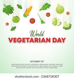 Square World Vegetarian Day background with dropped vegetables from the top
