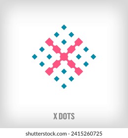 Logo de forma cuadrada x. Xx píxel de icono geométrico artístico. Movimiento de puntos integrador e integrador. Puertos de iconos modernos.