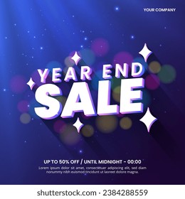 Square Year End Sale or End of Year Sale banner with typography and bright light