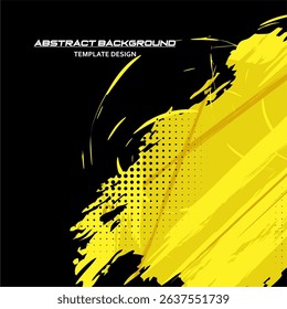 Square Yellow Abstract Background Vector with Sportly Style and Grunge Effect. Brush Stroke Illustration Vector, Poster. Scratch Texture Elements For Design Template