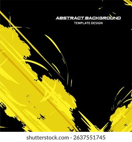 Square Yellow Abstract Background Vector with Sportly Style and Grunge Effect. Brush Stroke Illustration Vector, Poster. Scratch Texture Elements For Design Template