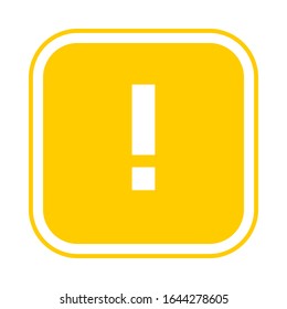 Square yellow exclamation point icon, button. Flat attention symbol isolated on white background. EPS10 vector file