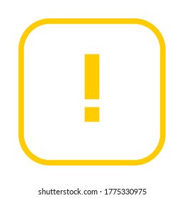 Square yellow exclamation point line icon, button, attention symbol on a white background. EPS10 vector file