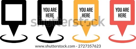 Square "You Are Here" Location Pin Icons in Multiple Colors for Navigation and Wayfinding Maps
