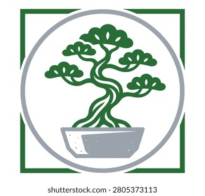 Square zen bonsai tree nature logo